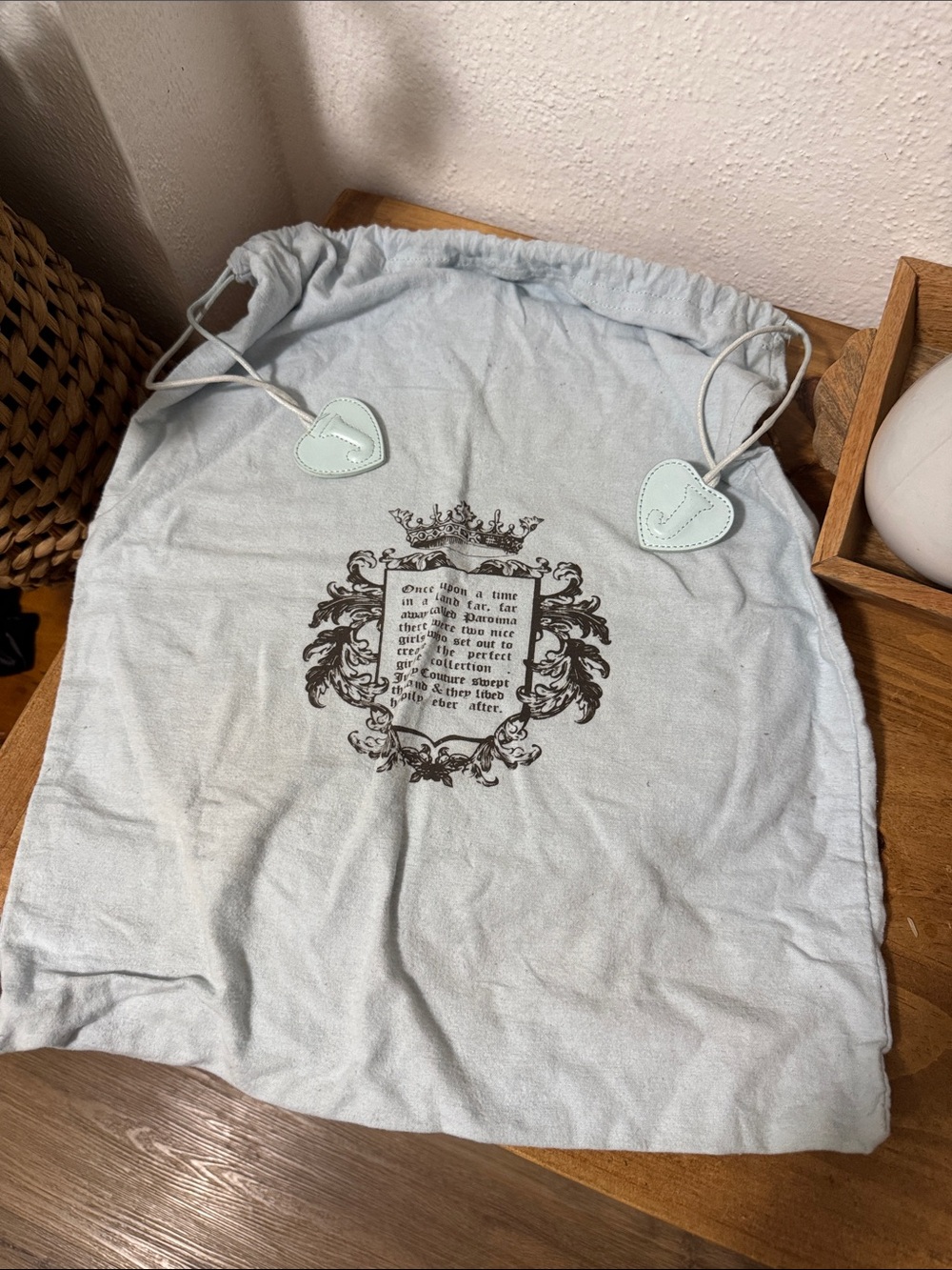 Juicy Couture Large Light Blue Drawstring Dust Bag - Vintage early 2000’s Y2K